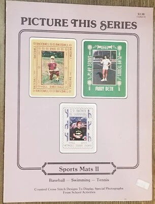 PICTURE THIS SERIES Sports Mats 3 cross stitch patterns Baseball Swimming Tennis - Image 1 of 4