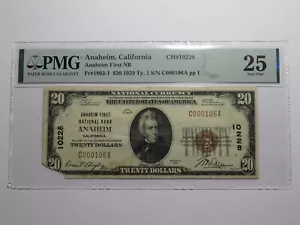 $20 1929 Anaheim California National Currency Bank Note Bill Ch. #10228 VF25 PMG - Picture 1 of 5