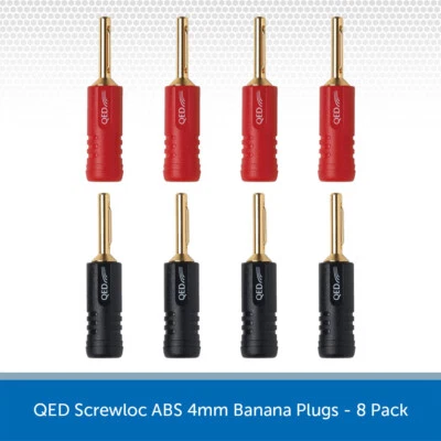 8 QED Screwloc Banana Plugs Forte Gold Plated 4mm for Speakers and Amplifiers - Image 1 of 2