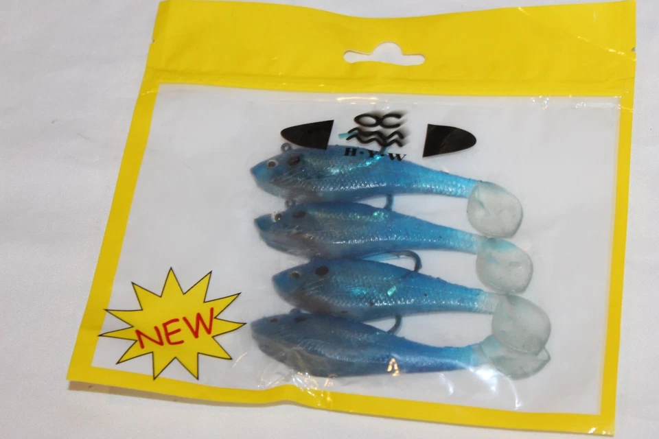 HYW Gummifische - Twister  4 Stück 10cm 18 g mit Haken und Gewicht - Bild 1 von 1