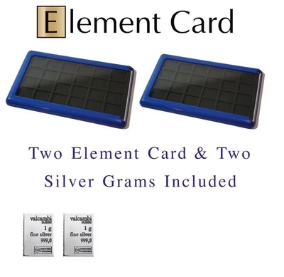 2 Element Cards & 2g Valcambi Silver Combibars Bullion Fractional Cases  - Image 1 of 4