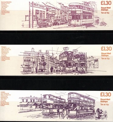 UK 1984 3 TRAMS SERIES BOOKLETS Queen Elizabeth II 30 STAMPS HIGH IN VALUE MNH - Image 1 of 4
