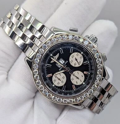 Breitling Windrider Crosswind Custom 7.50CTW Diamond Bezel 44mm Watch A44355 - Image 1 of 4