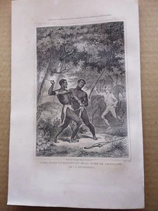Gravur 19° schwarz-weiß: KAMPF ZWISCHEN EINEM HOTTENTOT UND EINEM BOSSISMANN (DER TAPFERE - Bild 1 von 1