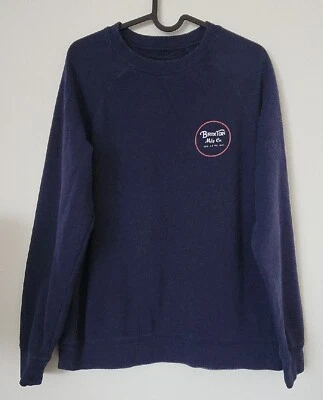 Sudadera Brixton Para Hombre Azul Marino Logo Spellout Manga Larga Cuello Redondo Pequeña S Foto 1 de 4