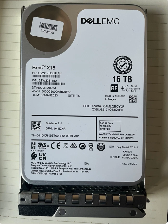NEW DELL 41DXR 041DXR 16TB 512e 7.2K 12G SAS 3.5 HDD R750 R760 15th Gen w/Caddy - Image 1 of 1