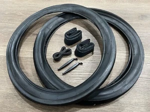 20X2.125  BMX ALL BLACK SLICK BICYCLE TIRES & TUBES LINERS 20" 1PAIR NEW - Picture 1 of 2