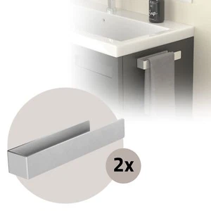 2x Toalleros de pared sin taladrar acero plata soporte estante 22cm plegable 90° - Imagen 1 de 8