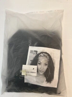 (QTY 2) Headband Wig Curly Synthetic Hair Wig Black - Image 1 of 3