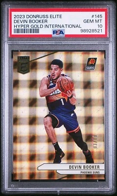 2023-24 Donruss Elite - Hyper Gold International #150 Devin Booker /10 PSA10 - Imagem 1 de 3