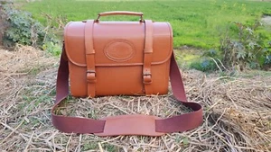 Top Cowhide Tan Color Leather Cartridge 250 + Magazine Bag Hunting Shooting - Picture 1 of 10