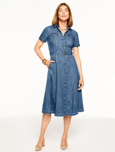 Denim Fit & Flare Midi Shirtdress at Talbots, NWT $159 - Picture 1 of 1