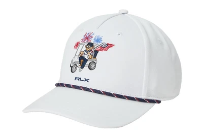 全新带标签 罕见 100% 正品 Ralph Lauren 高尔夫熊 RLX 通风蓝色帽子/帽子 — 第 1/3 张图片