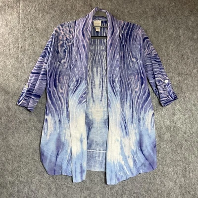 Cárdigan Chicos para mujer 0 pequeño azul púrpura frente abierto kimono manga lengüeta enrollable Foto 1 de 4