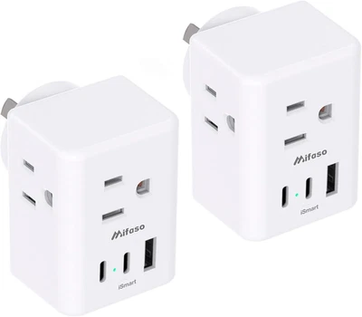 2 Pack Australia Plug Adapter, US to New Zealand Travel Plug, Type I Power Plug - Image 1 of 4