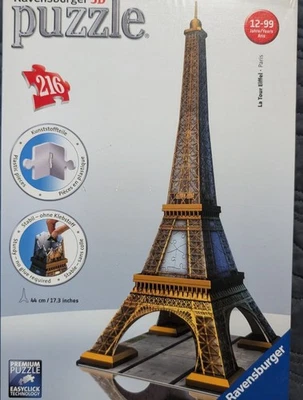 RAVENSBURGER EIFFEL TOWER 216 PC 3D JIGSAW PUZZLE ~FACTORY SEALED~  - Image 1 of 2