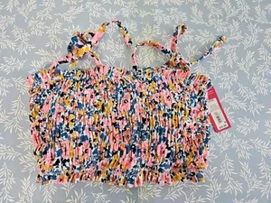 Xhilaration Women's Floral Smocked Bandeau Bikini Top SIZE- D/DD - Picture 1 of 2