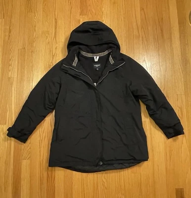 Chaqueta Parka Lands’ End Mujer Talla XL 18 Negra Squall Impermeable Aislada Foto 1 de 4