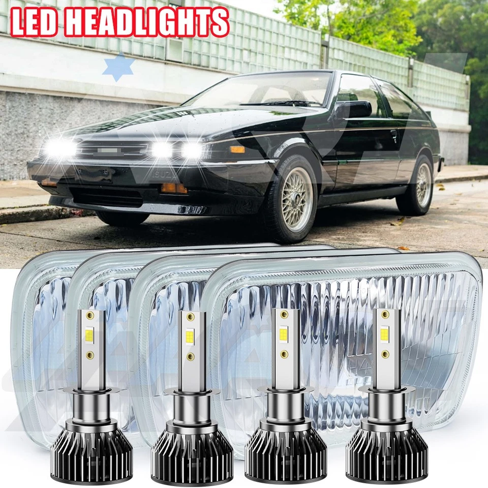 矩形 4 件 LED 车头灯 高/低密封光束 适合五十铃 Impulse 1988 - 1989 — 第 1/4 张图片