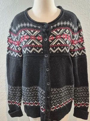 Cárdigan Suéter North Crest Invierno XL Abotonado Manga Larga Negro Blanco Rojo Foto 1 de 4