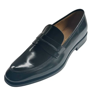 Ferragamo Felipe Black  Penny Calf Leather Loafers  Men's Slip-On  Dress Shoes - Image 1 of 4