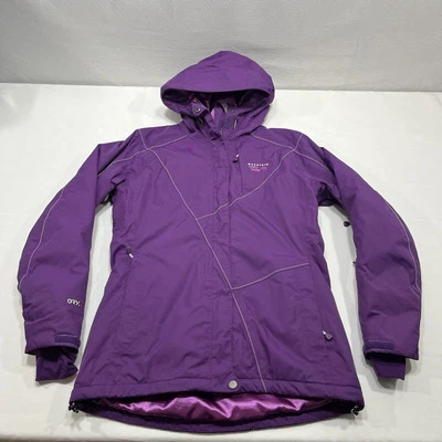 Casaco com capuz Mountain Hardwear feminino DryQ roxo pequeno neve esqui isolado - Imagem 1 de 4