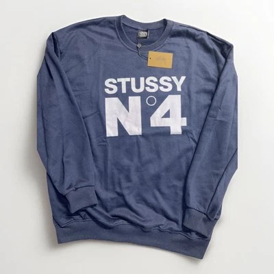 Stussy Shirt Crewneck No 4 Logo Sweatshirt Navy Blue Size XL ~ COOL SWEATSHIRT ! - Image 1 of 3