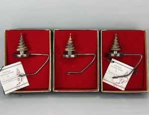 3 Reed & Barton Christmas Tree Stocking Holder Hanger Silver Plated Vintage - Picture 1 of 14