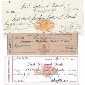 US Revenues: Stamped Paper RN #s; Six Different on Various Bank Checks - Picture 1 of 2