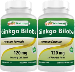 2 Pack Best Naturals Ginkgo Biloba 120 mg 120 Capsules - Picture 1 of 7