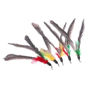 5PCS Handmade Natural Feather Cat Toy Da Bird Refills Interactive Teaser Sticks - Picture 1 of 8