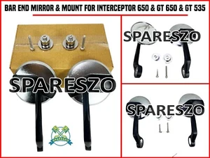 "BAR END MIRROR,SILVER" Fit For Royal Enfield INTERCEPTOR 650 & GT 650 & GT 535 - Picture 1 of 9