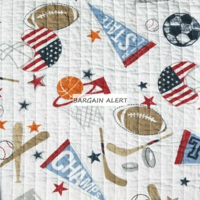SPORTS 6PC Twin QUILT SHAM SHEETS ~ BASEBALL BASKETBALL SOCCER FOOTBALL HOCKEY  - Image 1 of 4