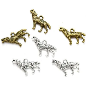 50 piezas dijes de lobo hágalo usted mismo fabricación de joyas colgante ajuste collar pulseras - Imagen 1 de 5