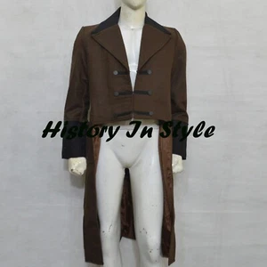 Pride Regency Jane Austen Style Regency 1900s Victorian Era Brown Wool Tailcoat - Picture 1 of 4