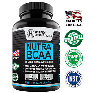 Nutra BCAAs Amino Acids, 3000mg - BCAA Pre Workout without Ceatine, Non-GMO