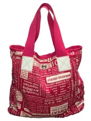 Lululemon Vintage Y2K Large Canvas Manifesto Print Yoga Gym Tote Bag Red White - Image 1 of 4