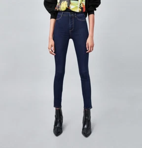 NWT Zara Size US 0 Navy Blue Hi-rise Super Elastic Jeggings 5520/203 - Picture 1 of 4