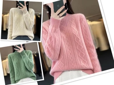 Mujeres Otoño Invierno Suéter Cuello Alto Informal Cachemira Tejido Pullover Prendas para el torso Foto 1 de 4