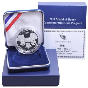 2011-P MEDAL OF HONOR COMMEMORATIVE PROOF SILVER DOLLAR - BOX AND COA INCLUDED - Picture 1 of 8