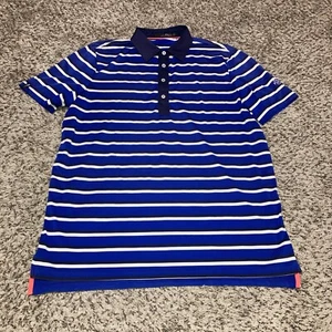 RLX Ralph Lauren Mens Polo Shirt Size Large Blue Stripe Players Club - Picture 1 of 6