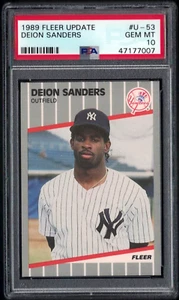 1989 FLEER UPDATE RC #U-53 DEION SANDERS - NY YANKEES - PSA 10 ROOKIE  #47177007 - Picture 1 of 2