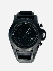 Fossil JR-1223 Black Chronograph Watch VTG Genuine Leather Strap Needs Battery - Picture 1 of 17
