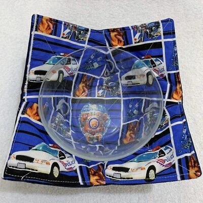 NUEVO Microondas Acogedor Tazón Porta Ollas Oficial de Policía Insignia Perro Policía Coche Tela Azul Foto 1 de 4