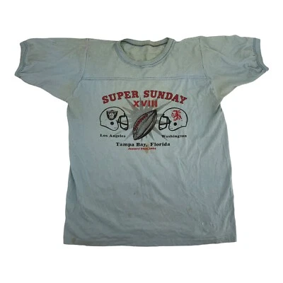 复古超级周日碗 1984 年突袭者华盛顿破旧 T 恤尺寸 XL  — 第 1/4 张图片