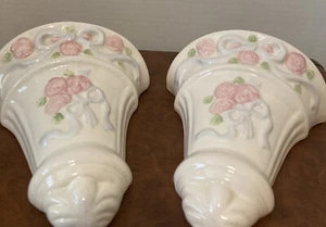 Vintage Home Interiors 2er Set Keramik Wandtaschen 1208-BL Neu im Karton - Bild 1 von 10