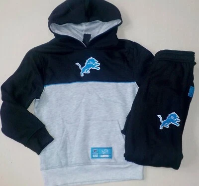DETROIT LIONS YOUTH SWEATPANTS HOODIE 2 PC SET S M L NWT POLYESTER BLACK - Image 1 of 4