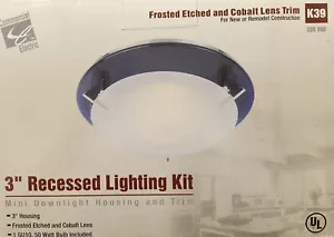 NEW Commercial Electric K39 3" Recessed Lighting Kits Frosted Etched Cobalt Trim - Picture 1 of 5