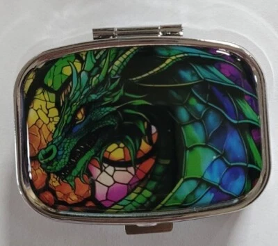 Dragon Pill Box Decorative Case ,Metal Travel gift organizer. - Image 1 of 4