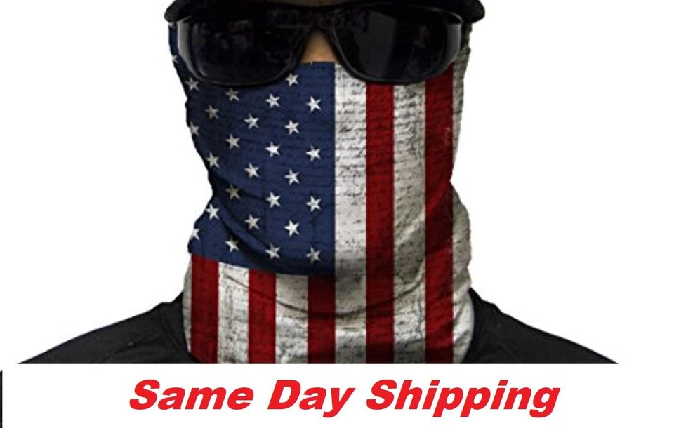 1 Protector Facial UV - Bandera Americana - Polaina Cuello, Cubierta Facial Elástica Hombres Mujeres Foto 1 de 4